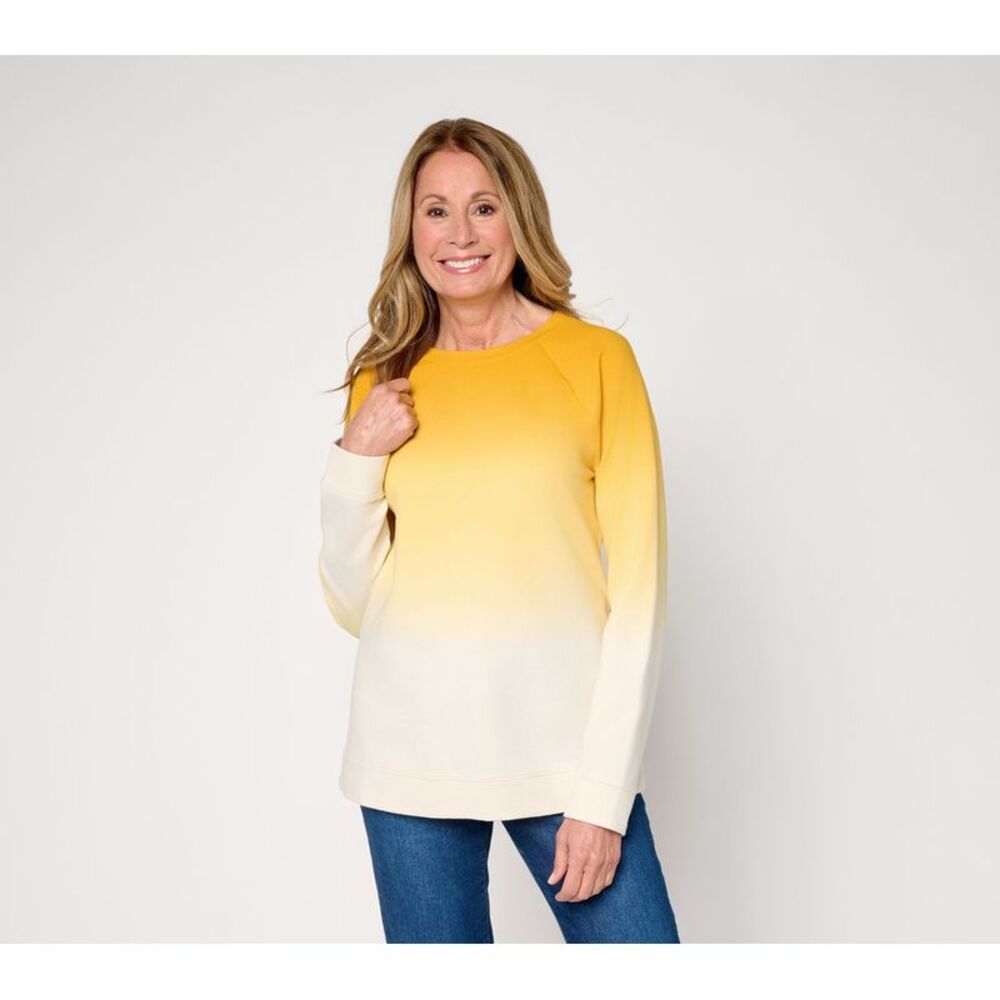 Denim & Co. Women's Top Sz L Make Your Selection: French Terry DARK BEIGE